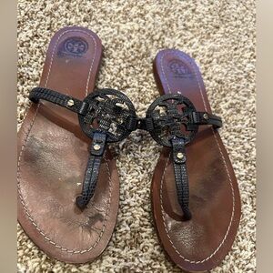 Tory Burch Mini Miller Black and Brown Sandals